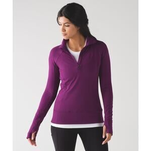 Lululemon Purple 1/4 Zip Rush Hour Fitted Mock Neck Fitness Pullover Jacket Sz 8